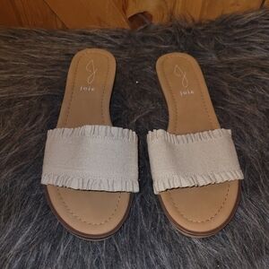 Joie Ruffle Trim Slides Womens Size 7.5